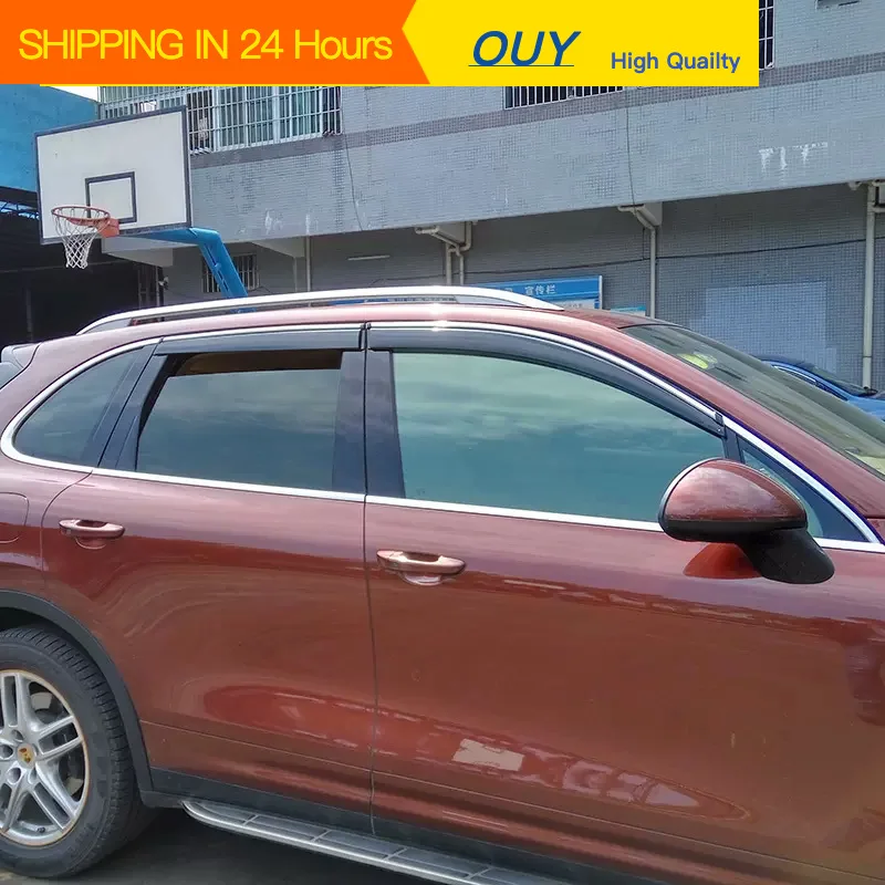 Фото Высококачественные дефлекторы для окон автомобиля OUY, защита от дождя и солнца, вентиляционные накладки для Porsche Cayenne 2011, 2012, 2014, 2015, 2016, 2017 №1
