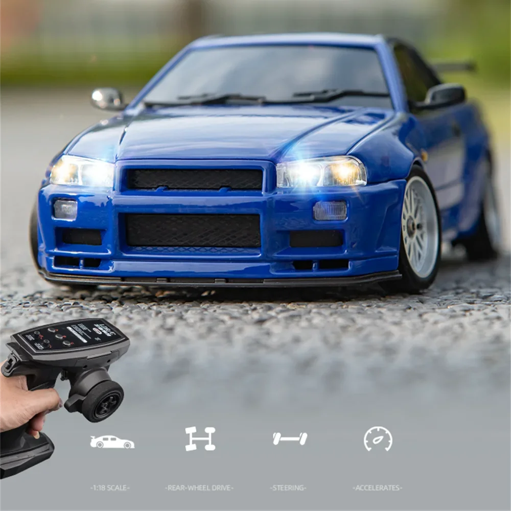 LDRC 1899/A99 Rtr 1/18 2.4g Rwd Rc Car Drift Gtr R34 Gyro Led Light On-Road Полностью пропорциональный корпус из