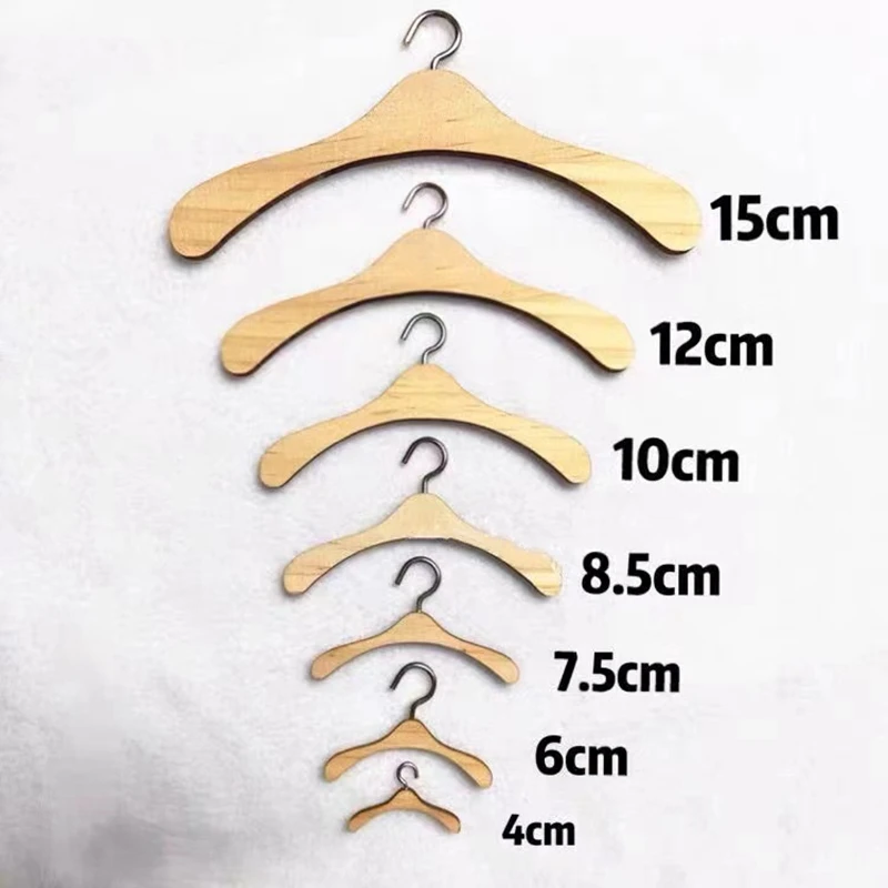 5/10 PCS Set Doll Accessories Clothing Hanger BJD Doll Clothes Dress Hanger for Wardrobe Bedroom Wood Dollhouse Furniture Toys images - 6