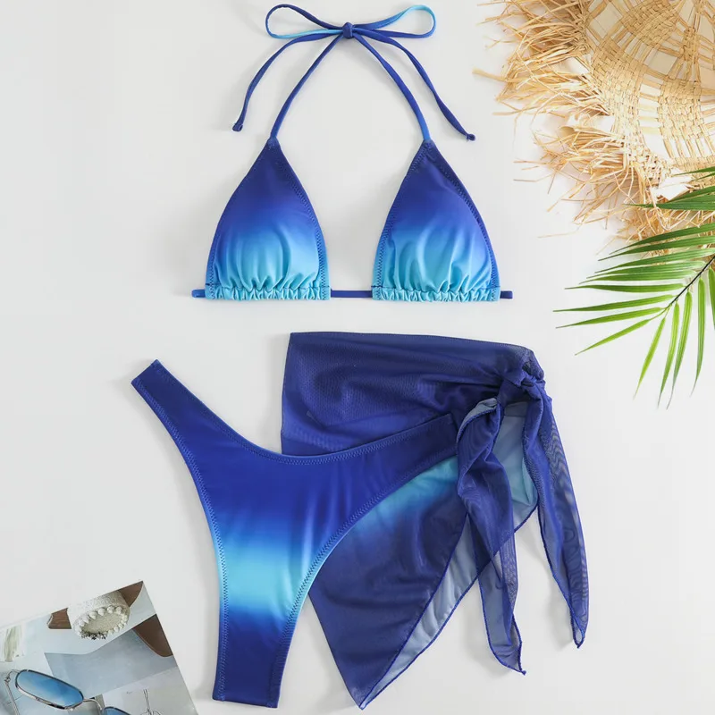Сексуальные бикини с градиентом женские купальники женский купальник из трех