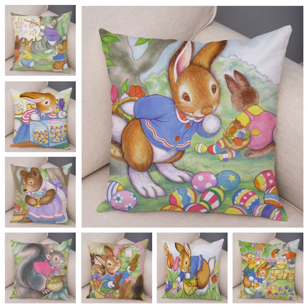 

Super Soft Plush Pillow Case for Sofa Children Room Home Cartoon Rabbit Story Cushion Cover Decor Fairy Tale Pillowcase 45x45cm