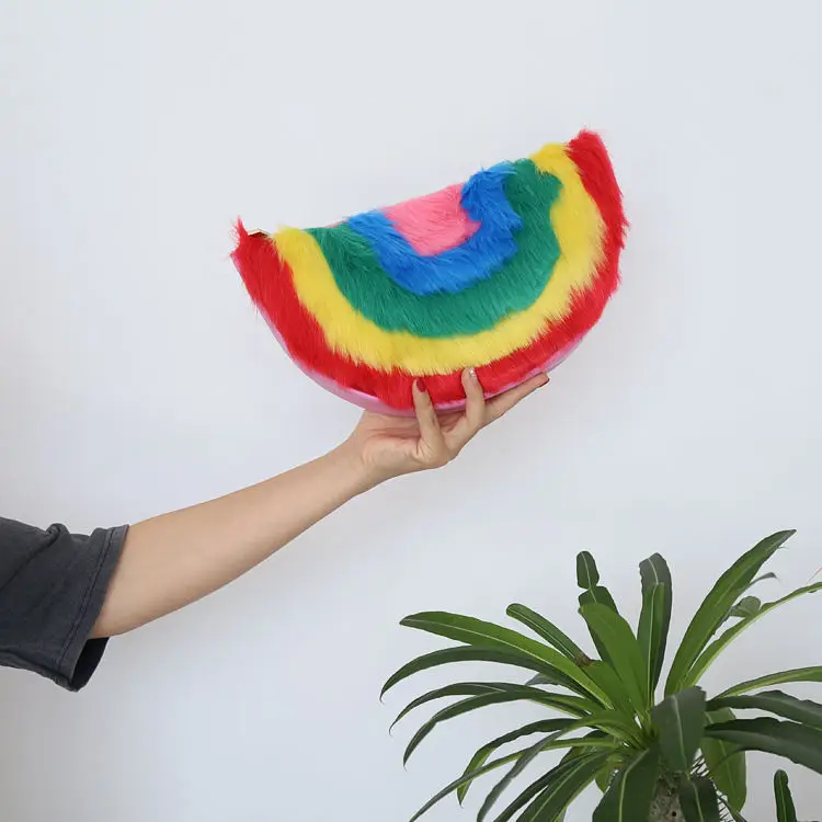 

Женская Радужная Сумка-клатч, сумка из искусственной кожи, плюшевая сумка для хранения, сумка-клатч, кошелек, сумка для подмышек, кошельки и ...