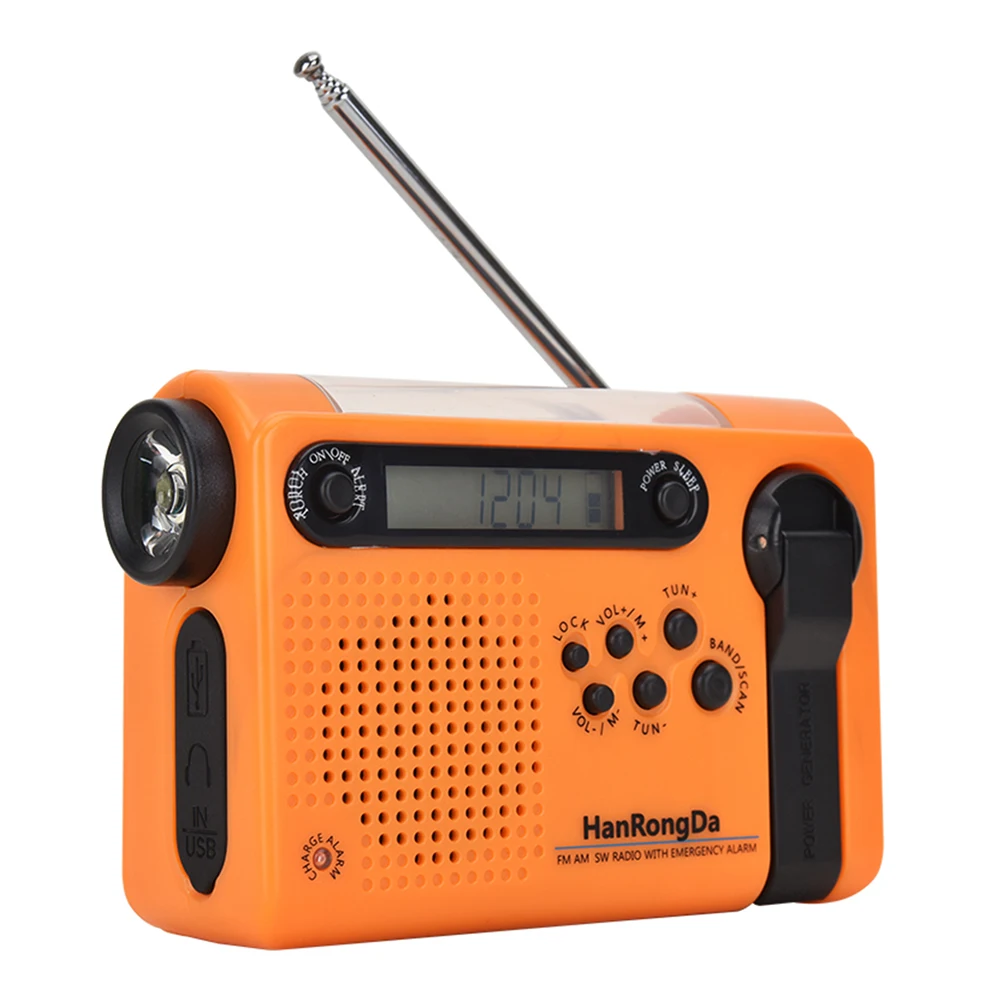 new portable hrd 900 disaster prevention emergency alarm led flashlight full band mobile phone charging solar charging radio free global shipping
