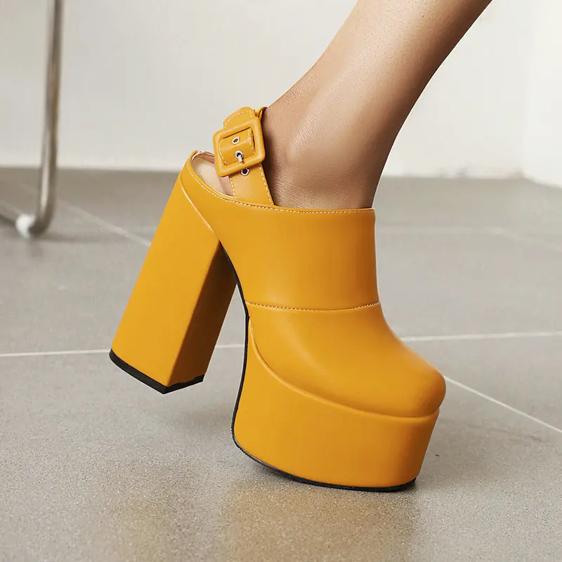Фото Girl Song s Show Shoes, водонепроницаемые босоножки на платформе с пряжкой на толстом каблуке 14 см, на очень высоком каблуке №2
