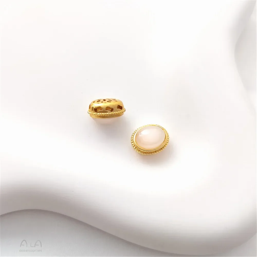 Матовое золото инкрустированный кошачий глаз камень перегородка бусина