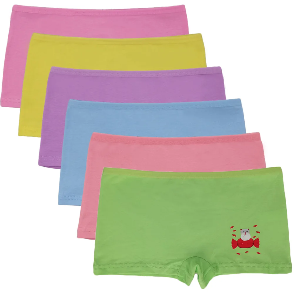 

5 шт./партия, хлопковые трусы-боксёры для девочек