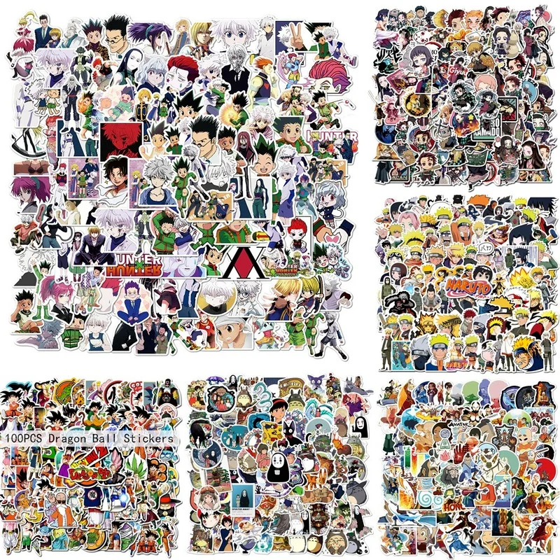 

100pcs Cartoon Anime Naruto One Piece Demon Slayer my hero academia hunter X hunter graffiti sticker suitcase waterproof sticker