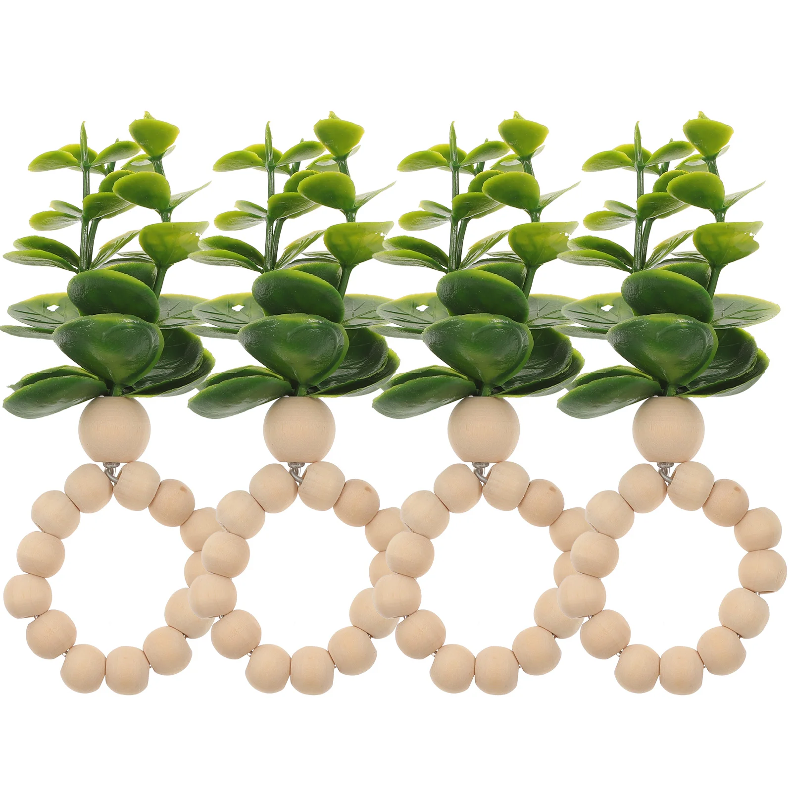 

Napkin Rings Easter Greenery Holders Leaf Serviette Eucalyptus Wooden Beads Spring Buckles Farmhouse Faux Dinning Table Setting