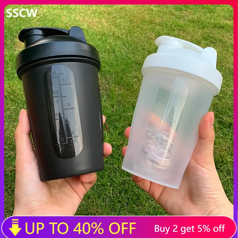 400ML Shaker Bottles Sport Water Cups Whey Protein Powder Mixer Bottle Fitness Gym Shaker Outdoor Portable Plastic Drink Cup