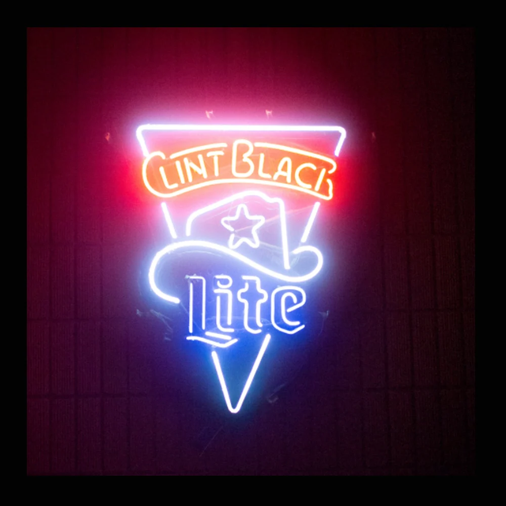 

Clint Black Miller Lite Star Custom Handmade Real Glass Tube Beer Bar KTV Store Advertise Decor Display Neon Sign Light 18"X24"