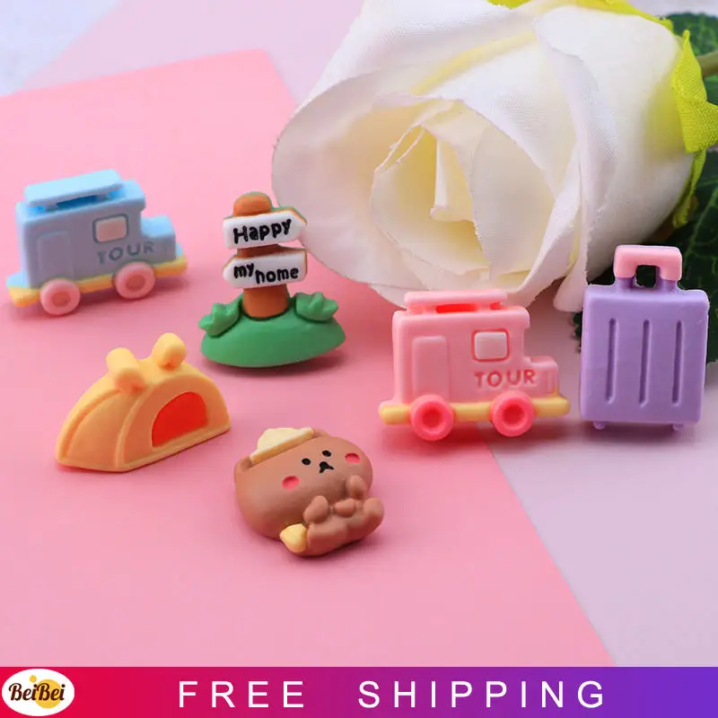 

100 Pcs New Kawaii Cartoon /Car/Signboard/Rabbit/Tent/Trunk/Cabochons Scrapbook Diy Party Hairpin Accessories Decorate Craft