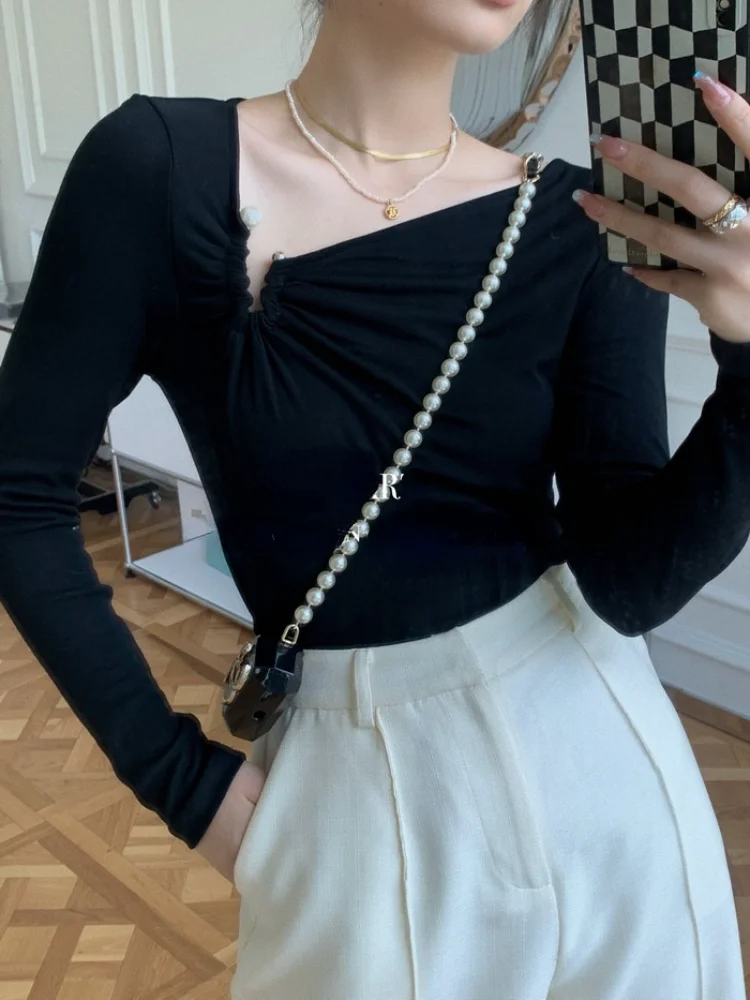 

XIAOMI Black Korea Female Blouse White Elegant Office Style Blouse Women Winter Slim Long Slevee Tops Autumn Designer Clothing