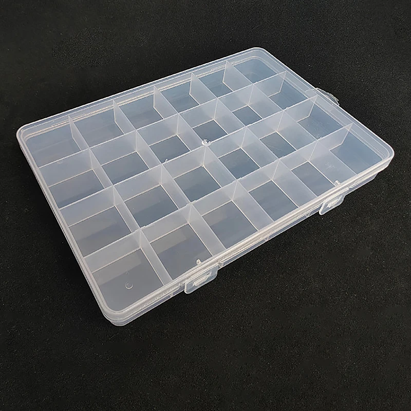 

24Grids Plastic Storage Jewelry Box Compartment Adjustable Container Beads Earring Box Jewelry Rectangle Box Case