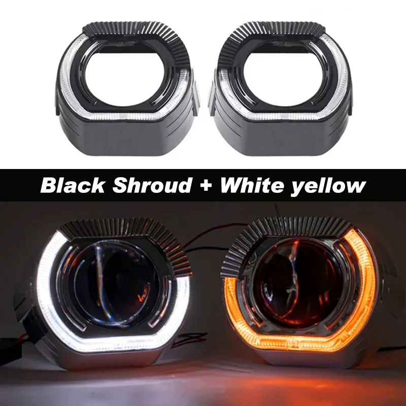 

Аксессуары для украшения фар, 2,5-дюймовый 3-дюймовый интегрированный кожух, светодиодный кожух с ангельскими глазами для объектива проектора, кожухи для автомобильных фар