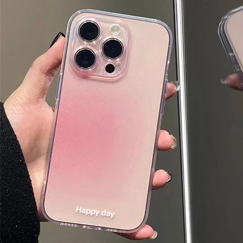 Роскошный прозрачный розовый силиконовый чехол для телефона iPhone 13, 12, 11, 14, 15 Pro Max, XR, X, 7, 8 Plus, градиентный прозрачный мягкий чехол из ТПУ