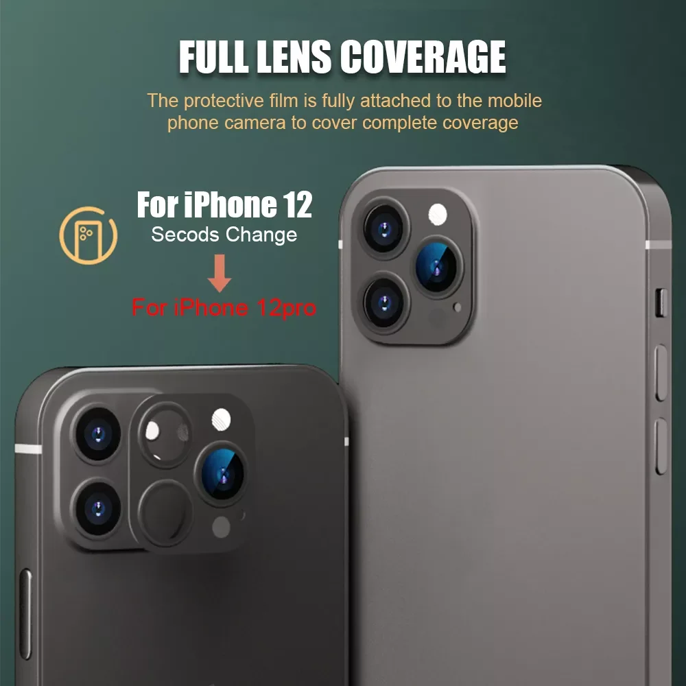 New Camera Lens Seconds Change Back Film For iPhone 12 to 12 PRO Phone Shot Titanium Alloy Skin Sticker Protector Modified Cover