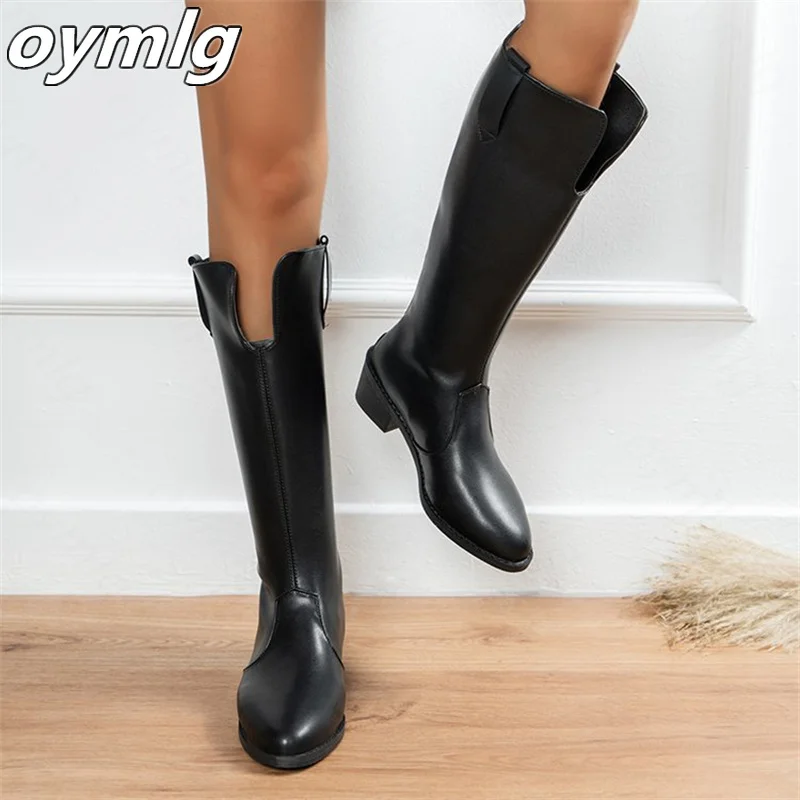 

Сапоги рыцарские высокие, сапоги для верховой езды, сапоги до колена на среднем толстом каблуке, осенне-зимние эластичные тонкие женские сапоги, 2022