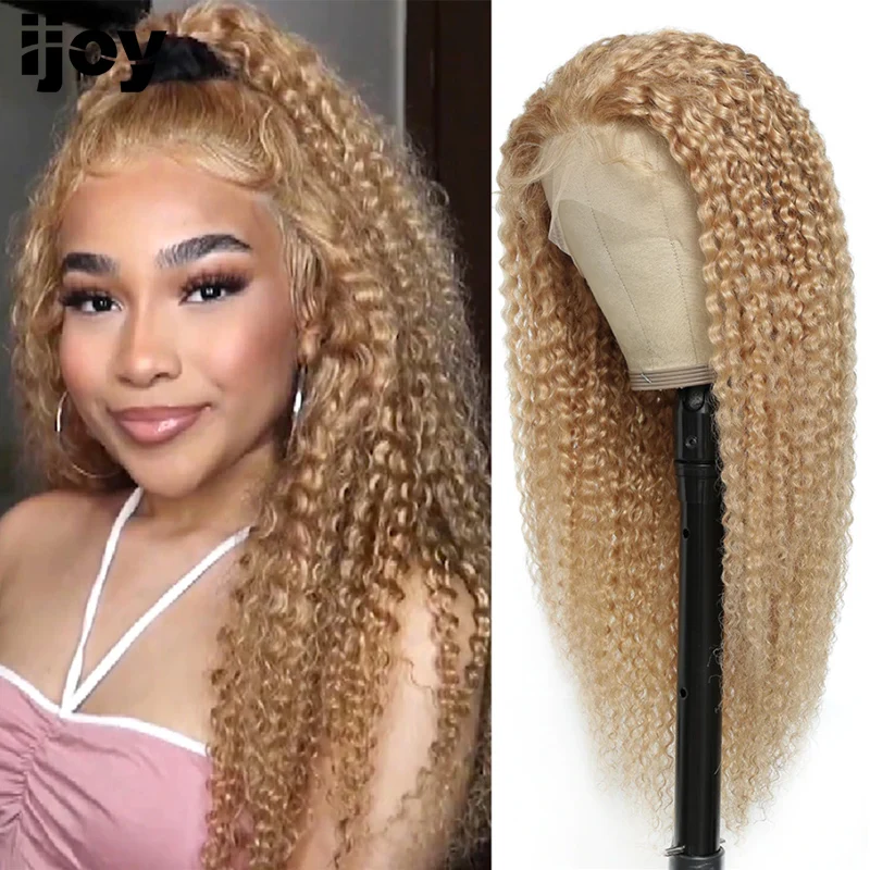 

Kinky Curly 13x4 Lace Front Wig Brazilian Human Hair Wigs For Black Women IJOY Honey Blonde Non-Remy Human Hair Lace Closure Wig
