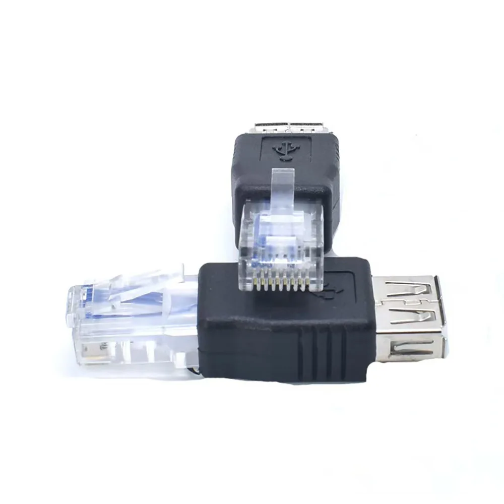 50 шт. черный USB-разъем для Ethernet RJ45 папа к USB 2.0A разъем адаптера сетевой кабель