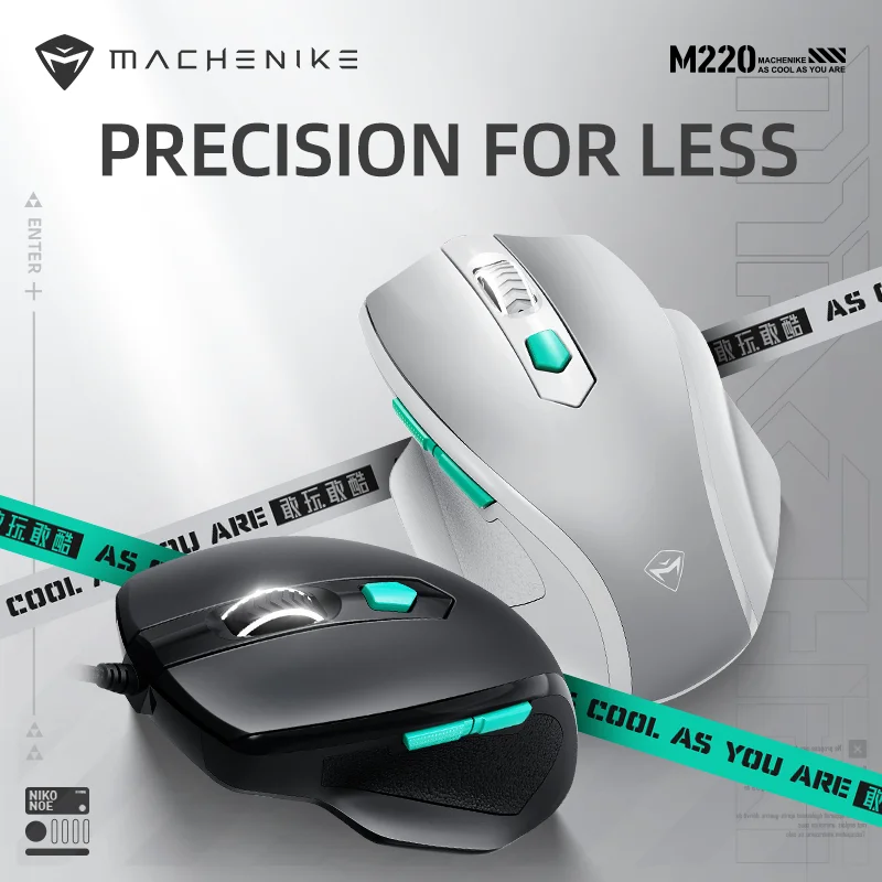 

Machenike M220 Wired Gaming Mouse 3600DPI Optical Sensor 6 Function Buttons Ergonomic Form Factor Gaming Mice For Laptop PC Gamer