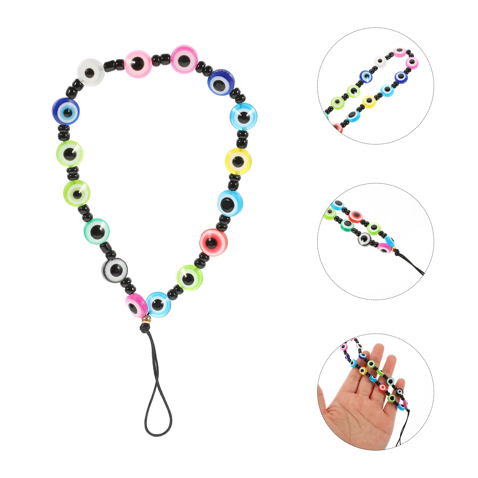 

Phone Lanyard Strap Beaded Cell Neck Lanyards Eye Holder Lucky Hanging Blue Chain Smartphone Mobile Decorative Wrist Rope Evil