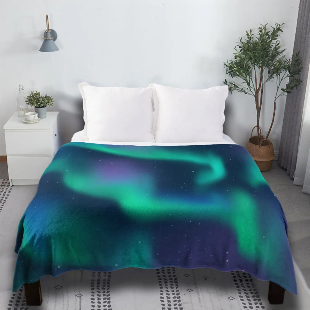 

Aurora Borealis Northern Lights Bunk Beds Sofa Fluffy Warm Cozy Faux Fur Kawaii Soft Thin Throw Blanket