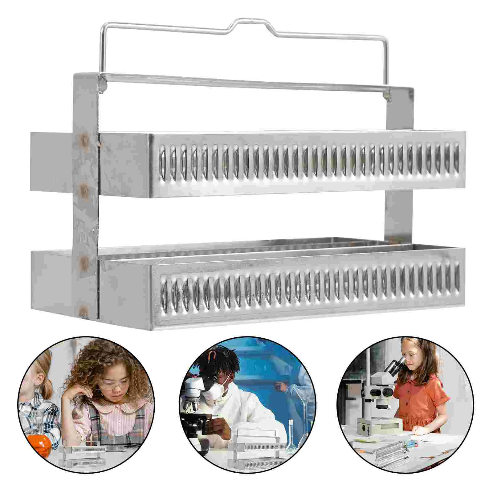 

Glass Slides Rack Stainless Steel Staining Rack Microscope Slides Holder