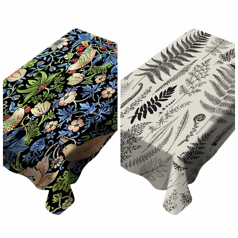 

William Morris Flowers Birds Animals Colorful Pattern Vintage Botanical Ferns Plant Seamless Mode Tablecloth By Ho Me Lili
