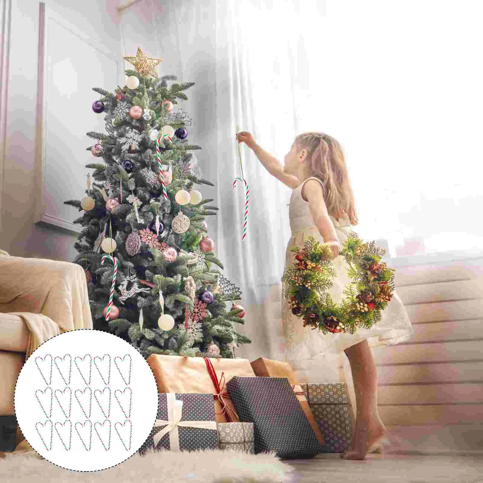 

Christmas Candy Tree Cane Ornaments Pendant Hanging Decoration Decor Xmas Crutch Pendants Ornament Canes Partysupplies Shaped