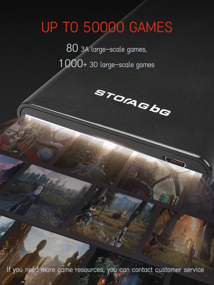 Портативный Внешний Игровой Жесткий Диск Retrobat 750G Со Встроенными Играми 50000