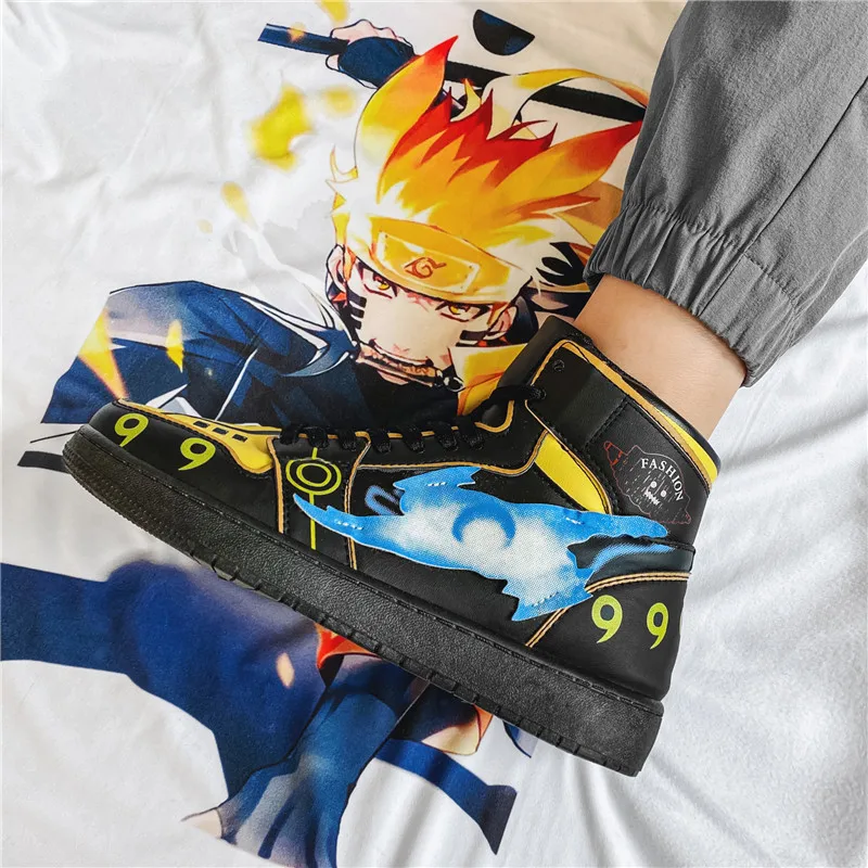 Fashion Cartoon Men's Anime Shoes Cosplay Shoes Street Hip hop Canvas Sneakers Men High top Platform Men's Skateboard Sneakers