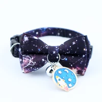 new star universe dog collar bow tie with bell pet dog bowknot necklace breakaway adjustable cat collars tie dog cats accessorie