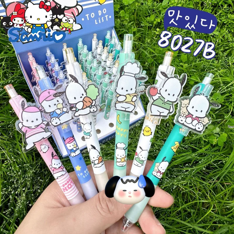 

48pcs Cartoon Sanrio Pochacco Roller Ball Pen Display Box Wholesale Acrylic Patch Cute Student Stationery