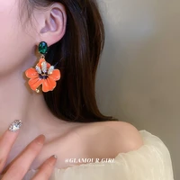 fashion women temperament rhinestone flower exaggerated earrings