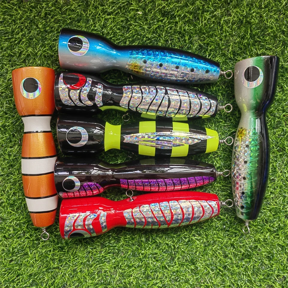 MUKUN 1 шт. деревянная приманка Поппер для рыбной ловли Топпер ручная работа блесна