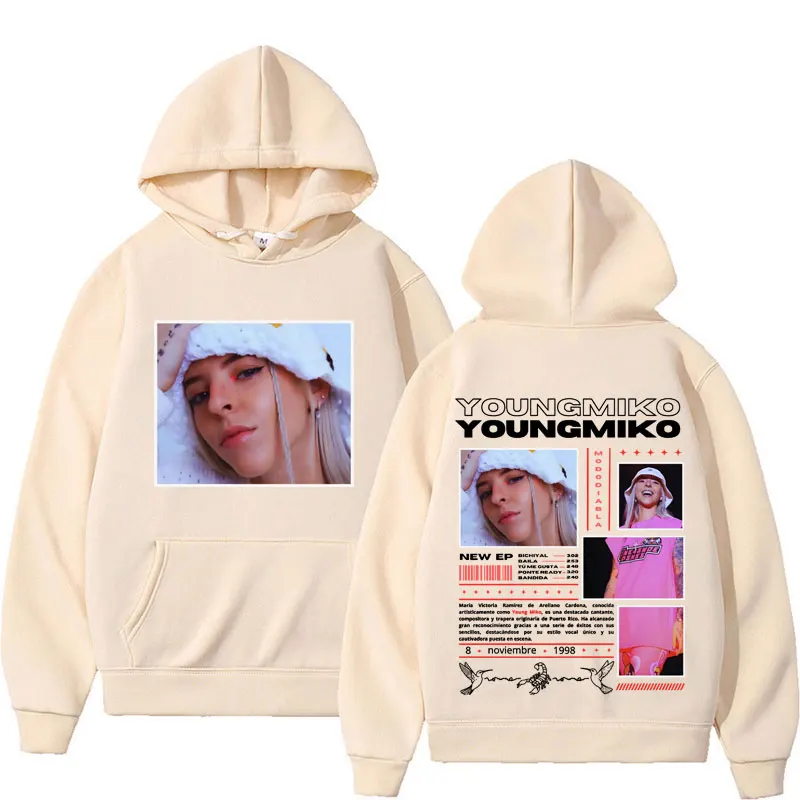 Двухсторонняя Толстовка певец Young Miko с принтом альбома модная эстетичная в ретро