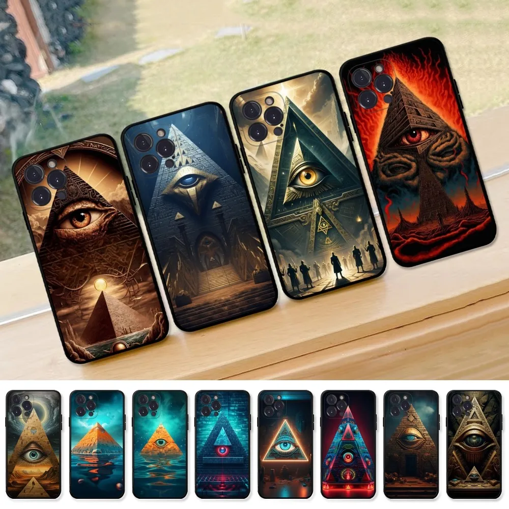 Чехол для телефона Illuminati Eye Occult Pyramid iPhone 16 15 8 7 6 6S Plus X SE XR XS 14 11 12 13 Mini Pro Max чехол