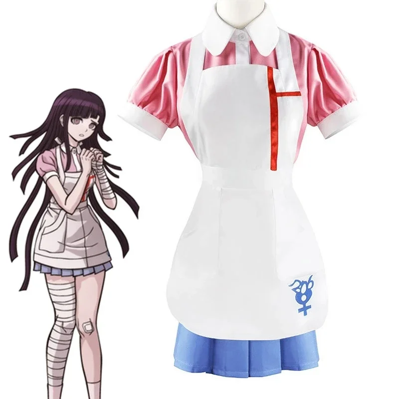 Danganronpa Mikan Tsumiki Косплей Костюм Аниме Униформа Женское Платье Парик Максимальная