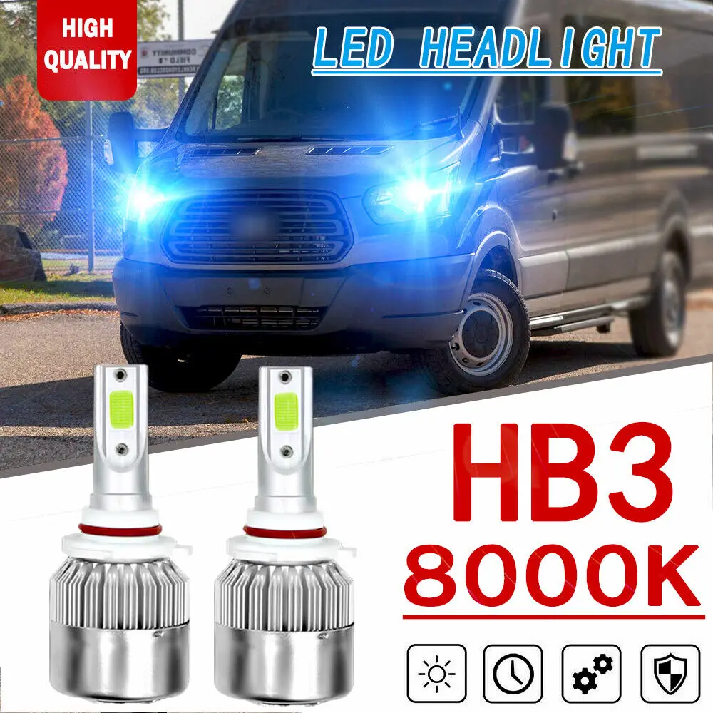 

2PC HB3 9005 LED Ice Blue Headlight For Ford Transit-150/250/350/350 2015-2018