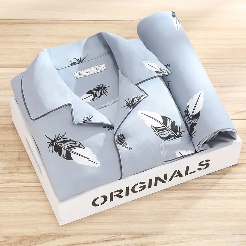 Autumn Winter Men Pajamas Set Cotton Print Sleepwear Night Suit Casual Long Sleeve Plaid Pants Pyjamas Plus Size Homewear 4XL