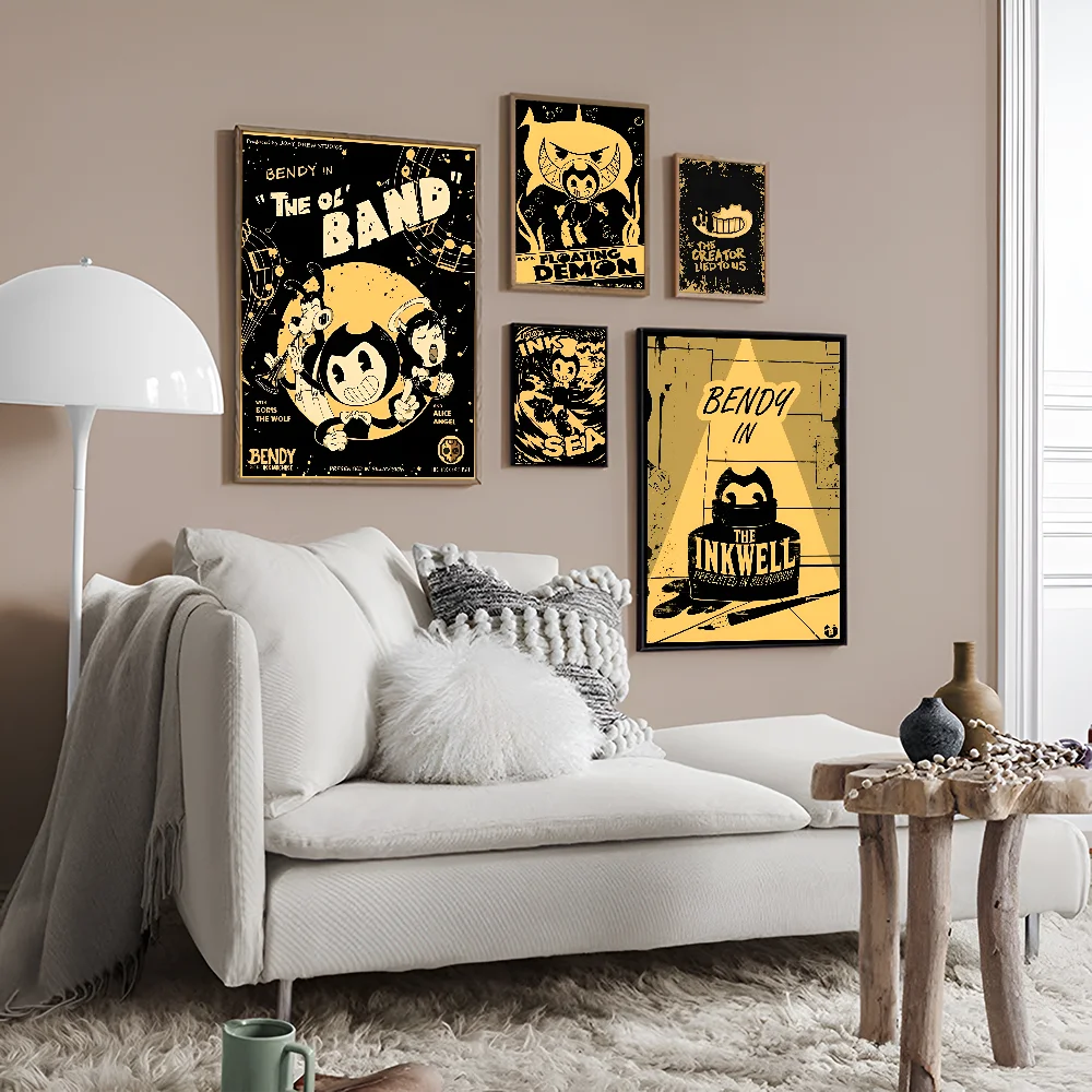 B-Bendy A-And The L-Ink M-Machine самоклеящийся художественный постер белая бумага принты