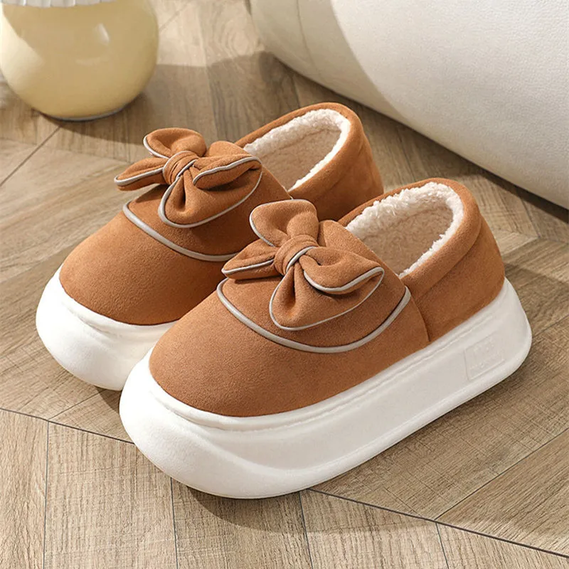 

Удобная и элегантная женская обувь, мягкие Сабо на платформе с бантом, женская обувь, повседневные кроссовки, криперы, зимнее платье с бабочкой