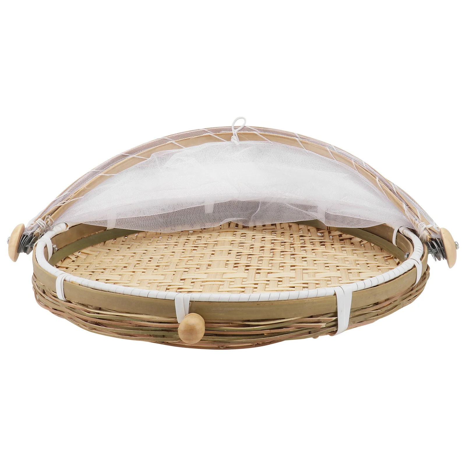

Basket Foodserving Woven Tent Cover Tray Bread Wicker Baskets Storage Fruit Picnic Rattan Screen Flat Covered Mesh Round Hand