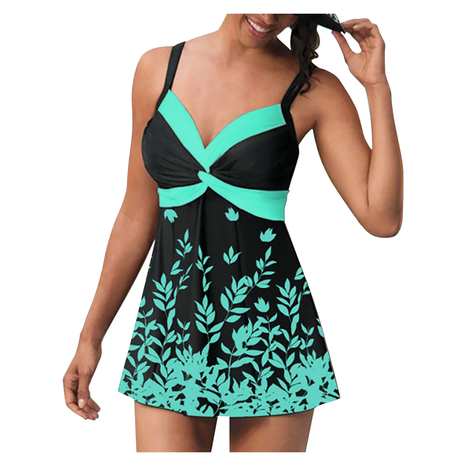 2022 Summer Push Up Swimwear Two-Piece Tankini Swimdress Women Casual Bathing Suit High Waist Swimsuit Female Bikinis Beachwear