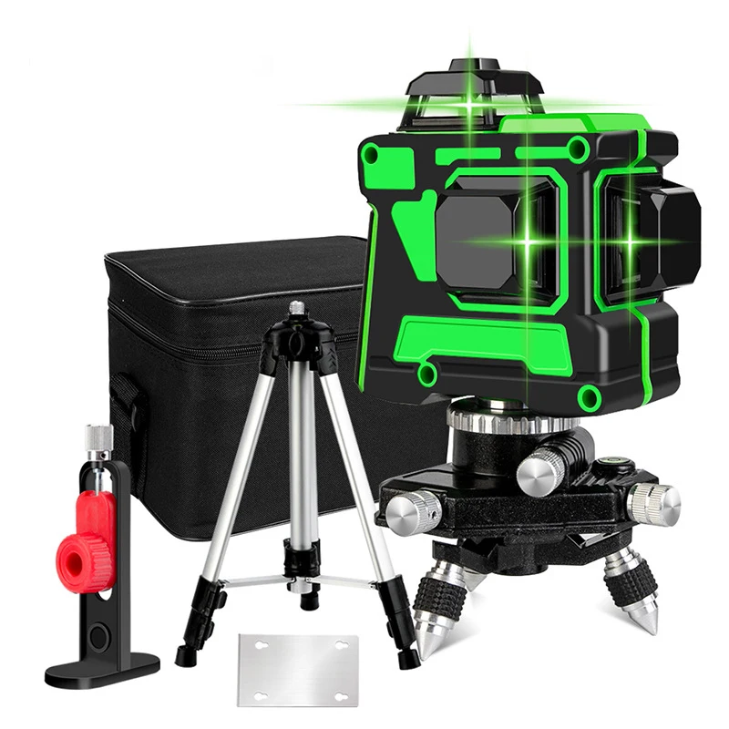 

12 Lines 3D Green Laser Level Self-Leveling 360 Degre Horizontal Vertical Cross Lines Green Laser Line Tripod Construction Tools