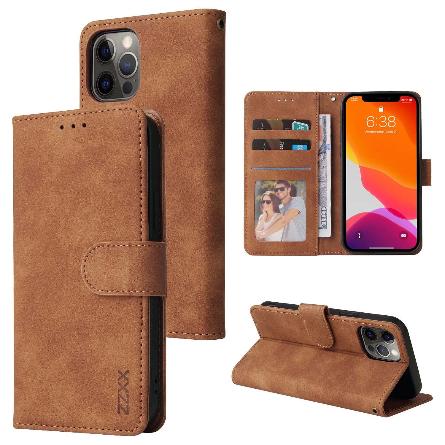zzxx leather wallet phone case for iphone 13 12 pro max 11 pro xs max xr x se2022 8766s plus flip card slot phone case cover free global shipping