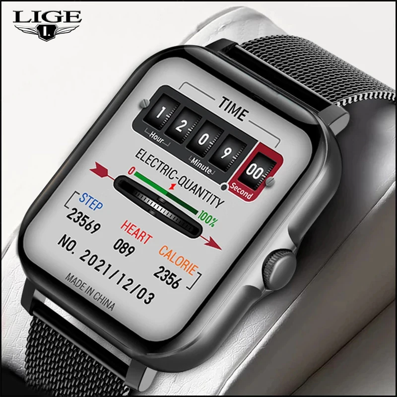 

Lige New Bluetooth Answer Call Smart Watch Men Full Touch Dial Call Fitness Tracker IP67 Waterproof Smartwatch Women Men+Box