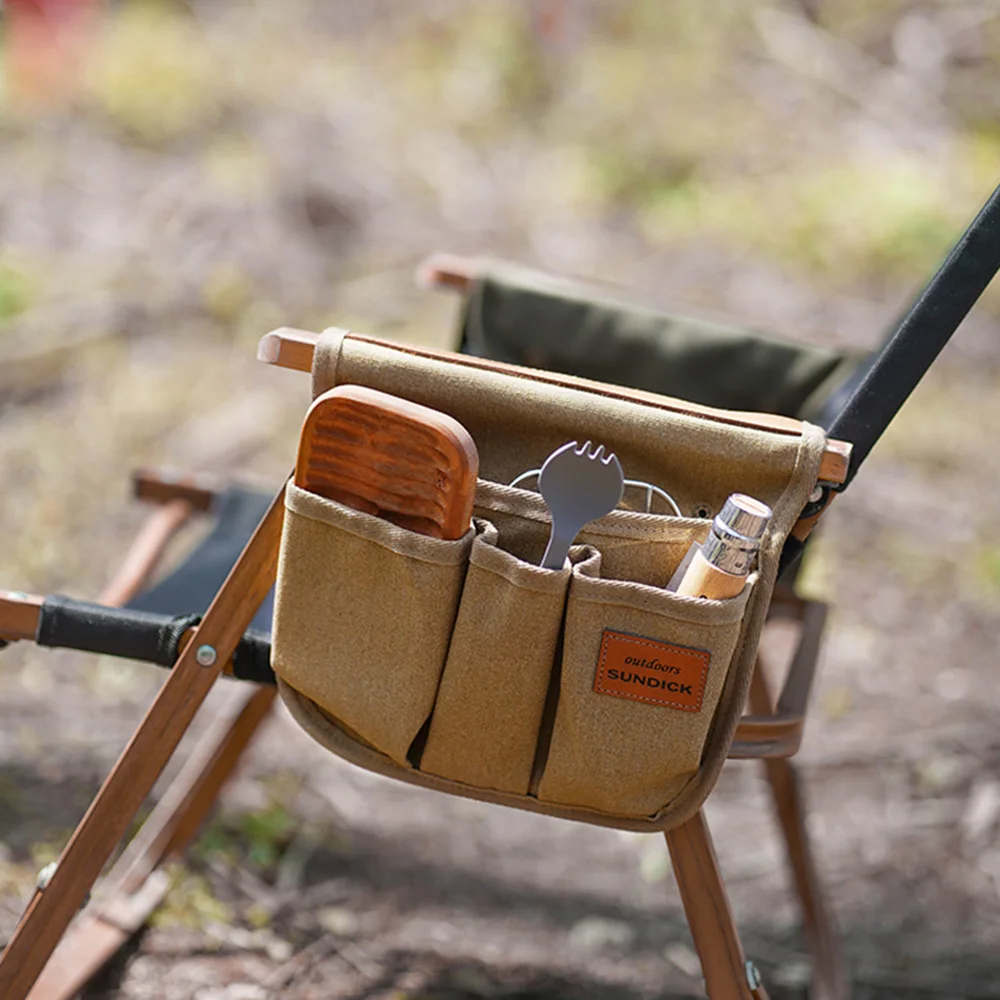 

Multi-Pocket Chair Side Hanging Bag Canvas Hanging Organizer Beside Storage Bag for Camping Table