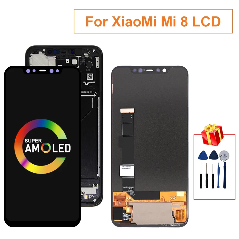 

ЖК-дисплей Super AMOLED для xiaomi Mi 8 Mi8, ЖК-дисплей с сенсорным экраном и дигитайзером в сборе, сменные детали для Xiaomi 8, дисплей для ремонта