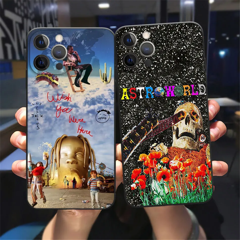 

Jackboys Travis Scott Phone Case For iPhone 11 12 13 14 Pro Max X XR XS MAX X 8 7 14Plus 12 13 Mini black Soft Bumper Back Cover